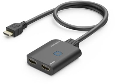 Hama HDMI Splitter 4K 1 In 2 Out, 4K@30Hz, 60 cm | HDMI Adapter schwarz, zur Übertragung eines HDMI-Signals auf 2 Ausgabegeräte wie Beamer, Bildschirm, 2 Monitore gleichzeitig