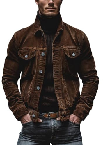 Oanviso Jacke Cargo Herren Cordjacke Vintage | Corduroy Jacken, Lange Ärmel, mit Revers, Freizeitjacke, Regular Fit, Button Down, Mantel, Übergangsjacke, Männer, Herbst