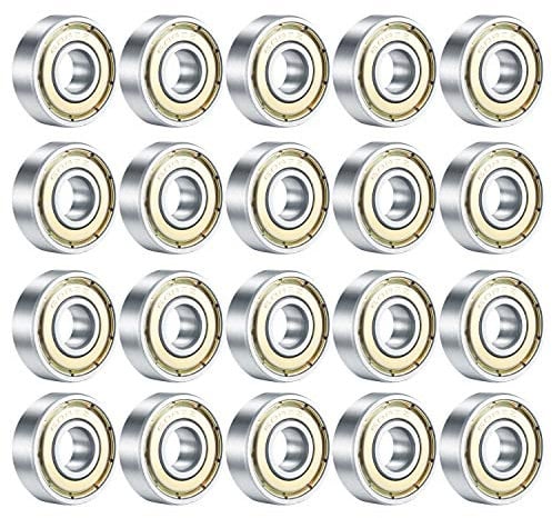 Skateboard-Kugellager, 608ZZ, doppelt geschirmte Kugellager, kleine Kugellager, Ersatzteile für Longboard-Rollschuhe (Silber), 20 Stück