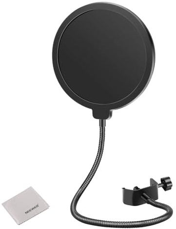 NEEWER Mikrofon Pop Filter, kompatibel mit Blue Yeti Mic, professioneller zweilagiger Wind Popschutz mit 360° flexiblem, weichem Schlauch, verstellbarem Clip und Reinigungstuch, NW(B-3)
