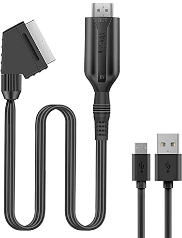 Beigemo Scart to HDMI Adapter Video Audio Wandler HD 1080P mit HDMI Kabel, kompatibel mit HDTV STB VHS Xb0x PS3 Sky DVD Blu-ray usw