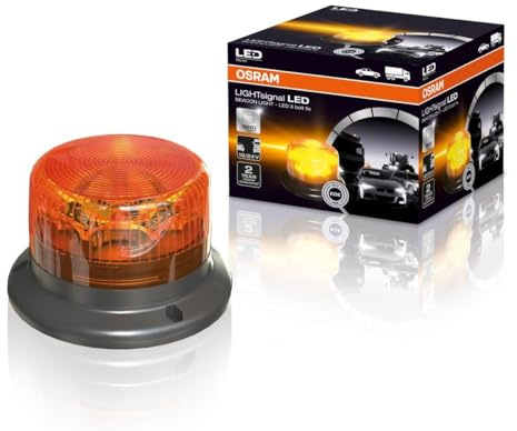 Osram LIGHTsignal LED BEACON LIGHT, LED-Rundumleuchte 360Degree, gelbe Blinkleuchte, straßenzugelassene Warnleuchte für PKW, LKW und Nutzfahrzeuge mit 3-Bolzen-Befestigung gelb/orange