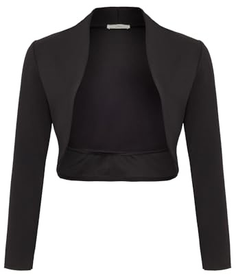 DANAEST Damen Langarm Bolero Festlich Strickjacke (700), Grösse:S, Farbe:Schwarz
