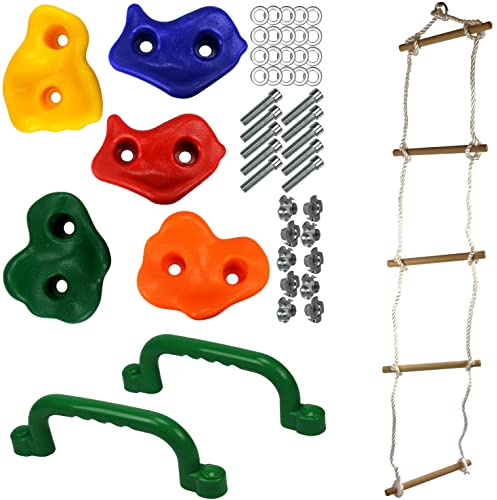 Anschütz XXL Kletterset mit 5-Sprossen Strickleiter 5 Klettersteine 2 Handgriffe Klettern