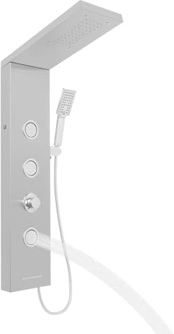 LED Duschpaneel ohne Armatur, 4 Funktionen Duschpaneel mit Regendusche, 3 Massagedüsen, Handbrause und Wanneneinlauf, Duschsäule aus Edelstahl 304
