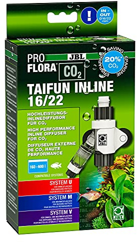 JBL PROFLORA CO2 TAIFUN INLINE 16/22, CO2-Diffusor, Integrierter Blasenzähler und Rücklaufsicherung, Für 160-600 l Aquarien