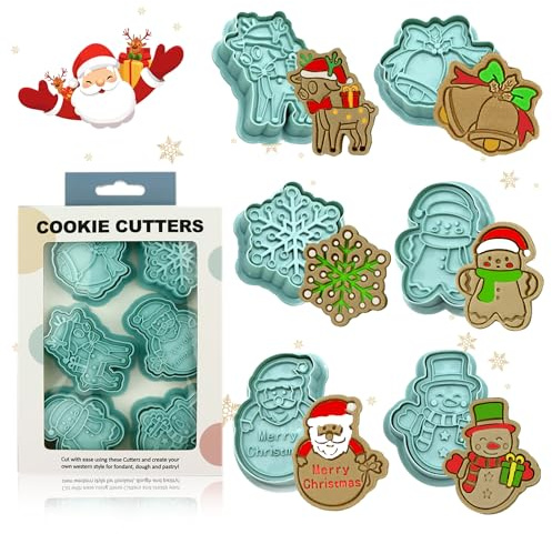 CHIHOLEN 6 Stück Ausstechformen Weihnachten, 3D Kunststoff Ausstechform Weihnachten, Plätzchen Ausstecher Weihnachten, Keksausstecher für Tortendeko Kekse Backen