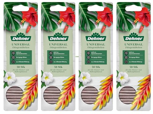 Dehner Düngestäbchen Universal, Spezialdünger für Zimmerpflanzen / Balkonpflanzen, hochwertiger Dünger, mit Langzeitwirkung, 4 x 30 Stück (120 Stück), mehr farbig