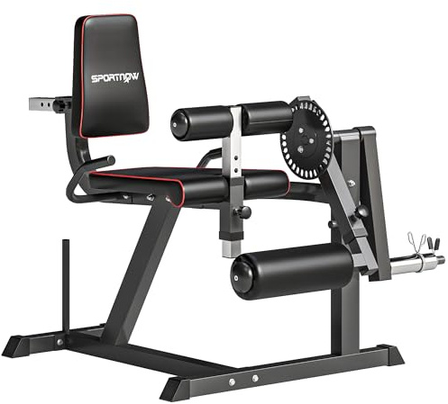 SPORTNOW Beinstrecker, Verstellbar Beinbeuger mit Plattenbeladung, Beintrainer Heimtrainer für Bein- und Oberschenkel-Training, Fitnessgerät für Zuhause Home Gym