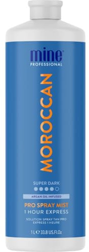 MineTan Profi-Sprühbräune | Moroccan - 1 Stunde Ultra Rapid Tanning Flüssig, Dunkle, Gesicht & Körper Fake Tanner, Schnelle Trocknend, Feuchtigkeitsspendend, Braunes Hautfinish, Keine Orangetöne, 1L