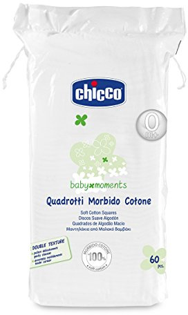 Chicco SKIN - QUADRATISCHE WATTEPADS, 60 ST, 0M+ mehrfarbig, 60 Anzahl