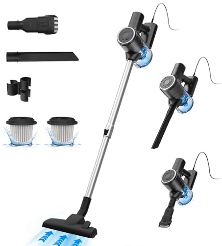 Vexilar 5-in-1 Staubsauger, 600W/28KPa Staubsauger mit Kabel, Leicht Handstaubsauger mit 7m Kabellänge, 800ml Staubbehälter, Stielstaubsauger mit Kabel für Boden, Teppich, Haare