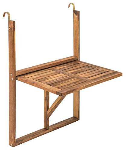 ESTEXO Akazienholz Balkonhängetisch klappbar, Hängetisch, Balkontisch, Tisch, 60x40 cm, Klapptisch