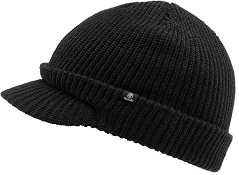 Brandit Shield Cap, Strickmütze mit Schirm, Schwarz