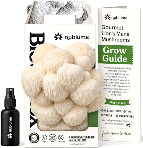 NuBlume Bio Löwenmähne Pilz Growkit | Züchten Sie Ihre eigenen frischen Gourmet-Pilze zu Hause | Essbare Pilzzucht-Sets für den Innenbereich, tolles Geschenk für Kinder und Erwachsene