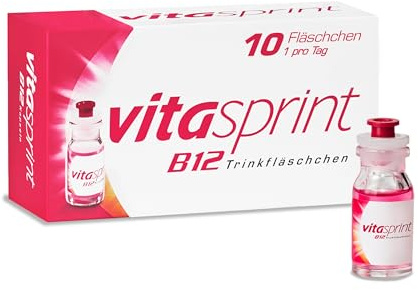 Vitamin B12 - Vitasprint B12 Trinkfläschchen, 10 St. – Mit hochdosiertem Vitamin-B12 und wertvollen Eiweißbausteinen für mehr geistige und körperliche Energie und weniger Müdigkeit und Erschöpfung