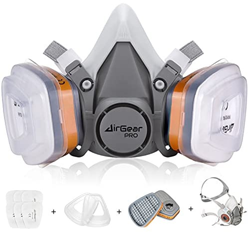 AirGearPro M-500 Atemschutzmaske mit A1P2 Filter, Gasmaske Staubfilter für Lackieren, Arbeiten, Schleifen, Feinstaub