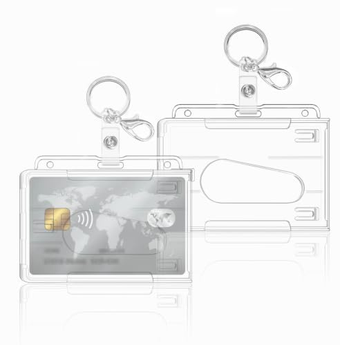 Ausweishülle, Hard Clear Badge Holder, ID Kartenhalter, Kartenhalter für Büro, Schule, ID Kreditkarten, ID Clip (Horizontal 2 Pcs)