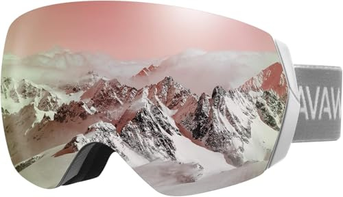 AVAWAY Herren Damen Skibrille Snowboard Brille für Brillenträger Erwachsene Jugendliche OTG UV-Schutz Kompatibler Helm Anti Fog Skibrillen Sphärisch Verspiegelt