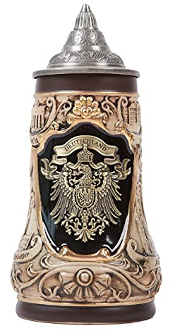 NENBOLEC Bierkrug Mit Deckel Deutscher Bierseidel Steinkrug Oktoberfest Trinkbecher Bayern Geschenk Für Männer Vater Bierliebhaber Keramik 1,0L