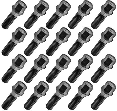 C CARBONADO 20x Radschrauben M14x1,5 35mm Radbolzen Kegel SW17 SCHWARZ | 20 Stück, M14x1.5 Gewinde, 35 mm Schaftlänge, Kegelbund, Schlüsselweite 17 mm, Schwarz