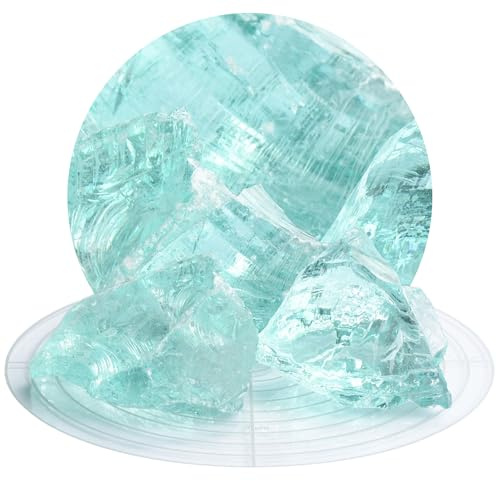 Schicker Mineral Glassteine zur Befüllung von Gabionen, als Gabionensteine und Dekosteine geeignet, zur Gartendeko, Glasbruch, praktisch verwitterungsfrei (Azurblau, 20 kg 60-120 mm)