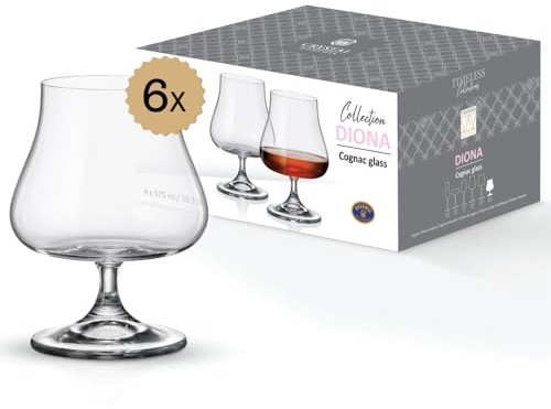 Crystal Bohemia Cognacgläser - 6er Set, je 575 ml, spülmaschinenfest, robust, kratzfest & bleifrei - Elegante Kristallgläser für Cognac, Brandy & edle Spirituosen - Ideal als Geschenk