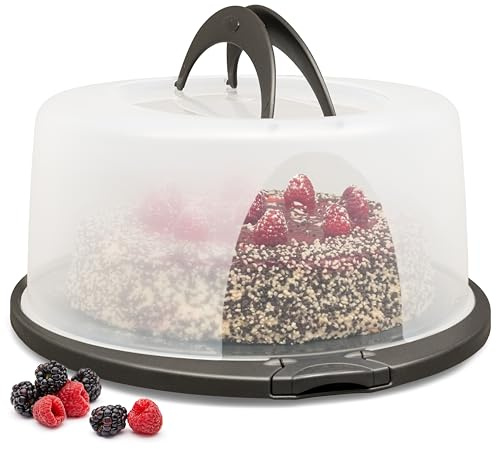 Hausfelder Kuchenhaube | mit Deckel, Kuchenhaube, Tortenplatte, Griff, Tortentransportbox, rund, Kuchenbehälter, Aufbewahrung