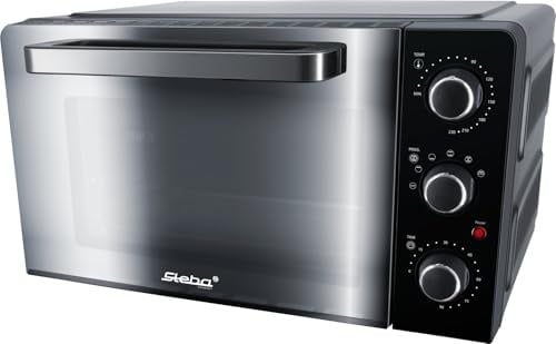 Steba KB 224 Grillbackofen, ca. 24 Liter, PFAS-freier Innenraum | 3 Einschubebenen, Emailliertes Backblech, Grillrost, Drehspieß, Doppel-Glastür