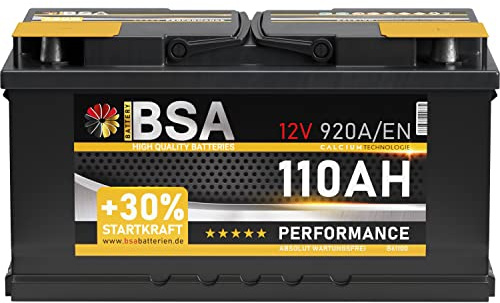 BSA Autobatterie 110Ah 12V +30% Startkraft ersetzt Batterie 100Ah 95Ah 92Ah
