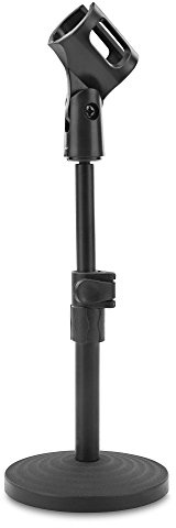 McGrey MST-20 Mikrofon Tischstativ (stufenlos höhenverstellbar, schwerer Gusssockel, kompakt zerlegbar, inkl. Mikrofonklemme & Reduziergewinde) Schwarz