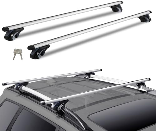 VEVOR Dachträger Universal Dachgepäckträger Auto Alu Querträger 90 kg Tragkraft, für erhöhte Seitenschiene mit Lücke, passend Innenabstand des Dachbalkens 19-101 cm, Rohrdurchmesser 28-68 mm