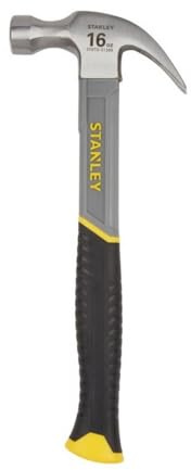 Stanley Allzweckschneider, STHT0–51309 16oz Klauenhammer Glasfaser gebogen | Bi-Material-Griff für Comfort und Rutschfestigkeit, geschmiedeter Kopf aus kohlenstoffreichem Stahl, optimale Balance