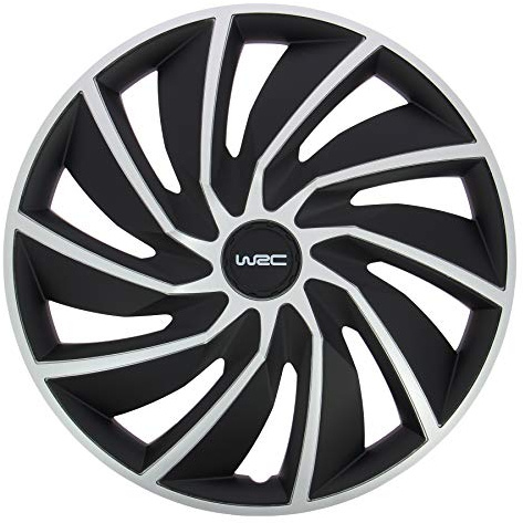 WRC 007599 4 Radkappen 16 Zoll, Radzierblende Turbo Bicolor Grau und Schwarz