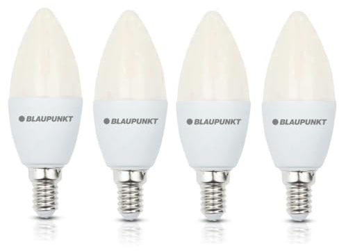 Blaupunkt Leuchtmittel E14 Led Lampe Kerze Glühbirne | 7W (entspricht 50W) 595 Lumen | 2700K Warmweiß | Nicht‑Dimmbar | E14 Schraubsockel | Energiesparende Beleuchtung für Zuhause – 4er Pack