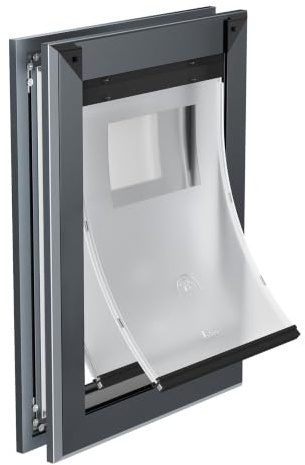MAVRICFLEX Robuste Hundetür mit Doppelschiebesiegelung, energieeffiziente, robuste Aluminium-Hundetür, einfache Installation, magnetische Doppelklappen, Hundetür für große Hunde bis zu 45 kg