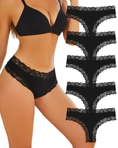 ALL OF SHE Unterhosen Damen Baumwolle Spitze Brazilian Baumwoll Unterwäsche | Hipster Panties 5er pack,Sexy Schlüpfer,Atmungsaktiv Frauen Unterhose, Ideal Für Verabredungen Und Den Alltag,XS-XXL