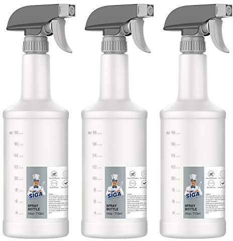 MR.SIGA 710 ml leere Kunststoff-Sprühflaschen für Reinigungsmittel, strapazierfähige, wiederverwendbare Sprühflaschen für den Haushalt mit Maßangaben und einstellbarer, auslaufsicherer Düse, 3er-Pack