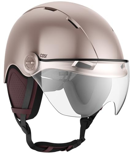 CASR Style Fahrradhelm Damen Herren mit Visier, Fahrradhelm Erwachsene – Urban Helm E-Bike, Roller, Tretroller, Skaterhelm, abnehmbare Ohrpolster, atmungsaktiv, verstellbar, leicht, Größe L, Rosa