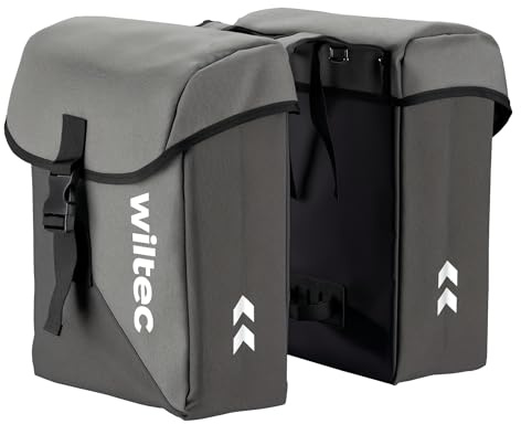 Wiltec Doppel Gepäckträgertasche, Fahrradtasche Gepäckträger 35 l Stauraum, wasserresistente Fahrrad Tasche, Gepäcktasche leichte Handhabung
