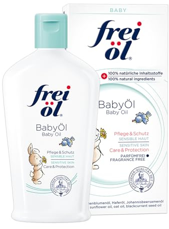 frei öl BabyÖl, essbar, 100% natürliche Inhaltsstoffe; begleitend bei Neurodermitis (Babys, Kinder, Erwachsene), parfümfrei, schützt vor Wundwerden, von Hebammen empfohlen, vegan, 140 ml