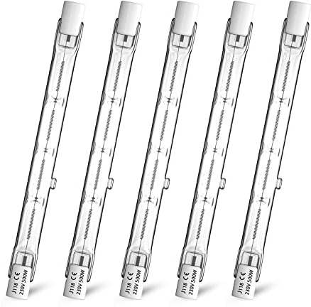 Klarlight R7s Halogenbirne 118mm Halogen Leuchtmittel Slim 500W Birne J118 J Typ Linear Doppelend Fluter Dimmbar Halogenstab, 11000 Lumen Superhelles Flutlicht Lampe, 220-240 Volt Halogen Glühbirne