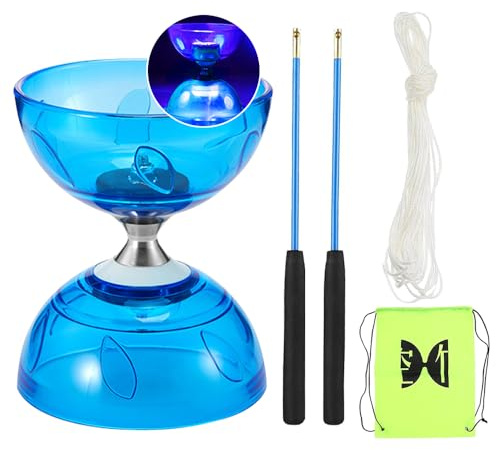KBIBCK Diabolo Freiläufer mit Kugellager Dreifache Lagerung Set, Diabolo Leuchtend im Dunkeln, Jonglier-Set, Jonglierspielzeug, für Kinder Erwachsene, Anfänger Profis