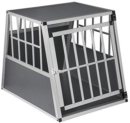 EUGAD Hundetransportbox Alu Hundebox für Hunde 65x85x71cm, Hundebox Auto Kofferraum mit Sicherheitsverschluss, Auto Hundetransportbox, robust Autotransportboxen für Kleien mittlegroße Hund