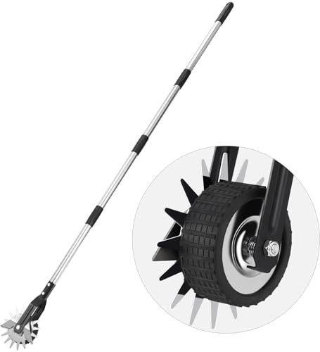 HAUSPROFI Rasenkantenschneider mit Verbesserter Stiel und Schleifmesser, [2026 Version] Kantenschneider Rasen auf Rollen - Rasenkantenroller Einstellbar, 3-Teiliger Edelstahlgriff (97,5/135/172cm)