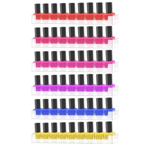 Nagellack Wandregal, 6 Stück Nagellackflaschen Organizer Wand, Nail Polish Aufbewahrungsbox, Wandmontage Nagellack Display Ständer für Badezimmer Schlafzimmer Studios, Acryl, Transparent