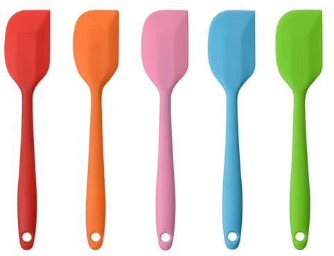 MOACC Teigschaber Silikon Set, Antihaft-Gummispatel mit Edelstahlkern Teigschaber - Hitzebeständiges Spatel-Küchenutensilien zum Backen-Set, 5 Stück, Mehrfarbig
