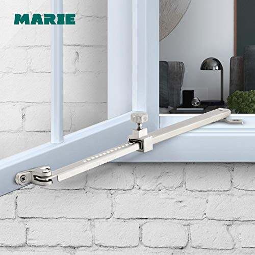 MARIE Fensterfeststeller, Fenstersicherung Sicherheitsschloss Zuschlagschutz, Fenster Türbegrenzer für Kippfenster & Flügelfenster, Fensterriegel Kipp-Regler zur Einstellung Fensteröffnung 2 Stück