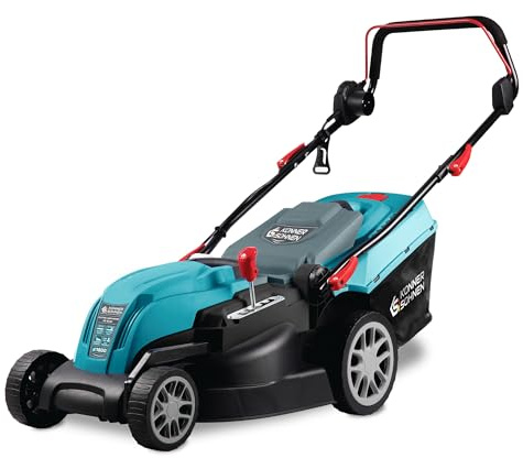 K&S Könner&Söhnen KS 42LM rasenmäher Elektro 1800 W, Lawn Mower mit Schnittbreite 420 mm,elektrorasenmäher Schnitthöhe 25–80 mm, mulchmäher mit 5 Positionen, Grasfangbox 40 l,Mulchfunktion