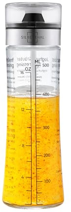 SILBERTHAL Dressingshaker aus Glas mit Rezepten – 500 ml – Spülmaschinenfest - Neuer Deckel & Neue Rezepte